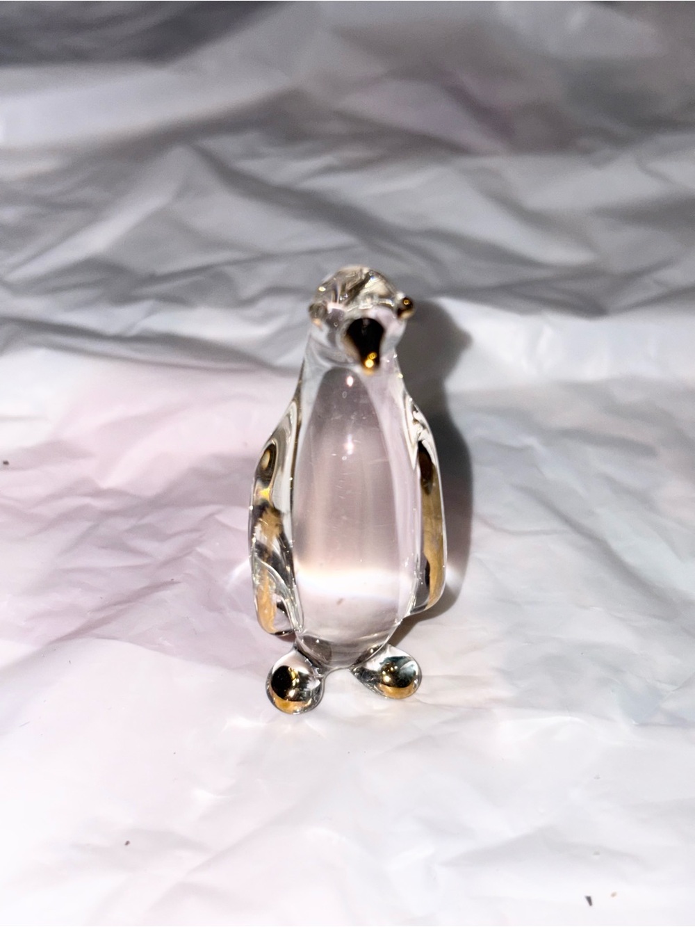 hand-blown clear glass penguin figurine 2” - Picture 3 of 6